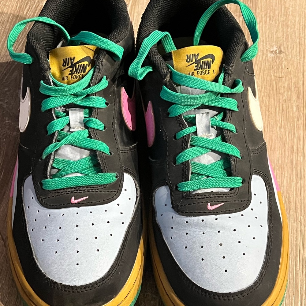 Nike Kids Sneakers Black with Green and Pink Accents